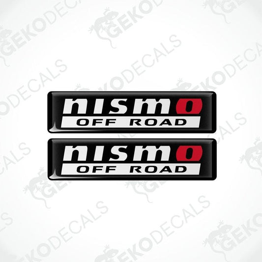 Two black, red, and white vinyl stickers with a checkered pattern and the NISMO  OFF ROAD  brand logo.