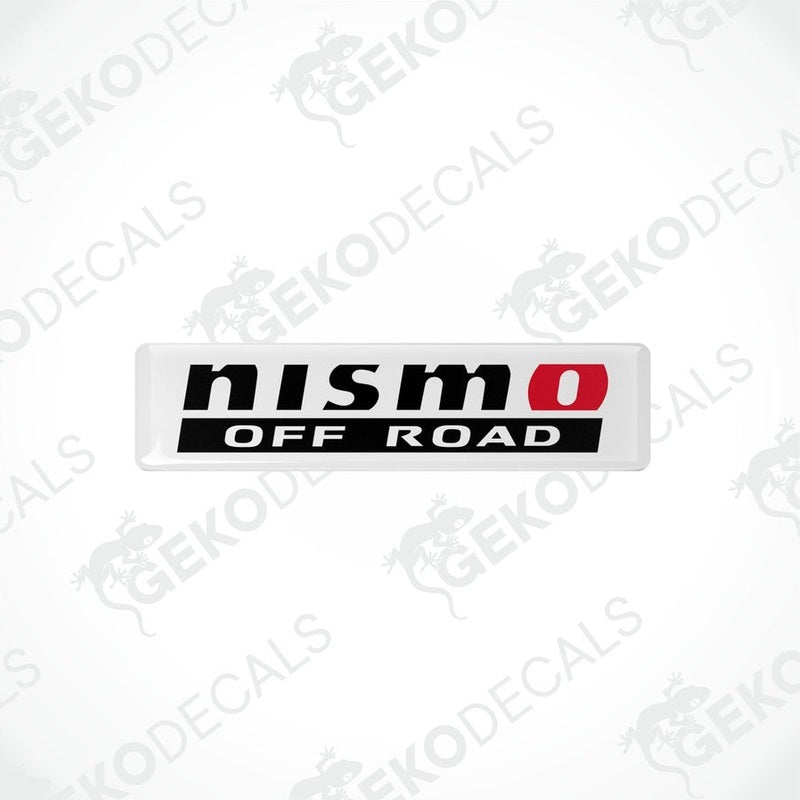 White, red, and black vinyl stickers with a checkered pattern and the NISMO  OFF ROAD  brand logo.