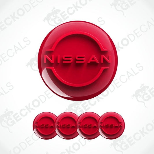 Red Nissan logo and five smaller red Nissan logos on a white background with 'Gecko Decals' watermark.