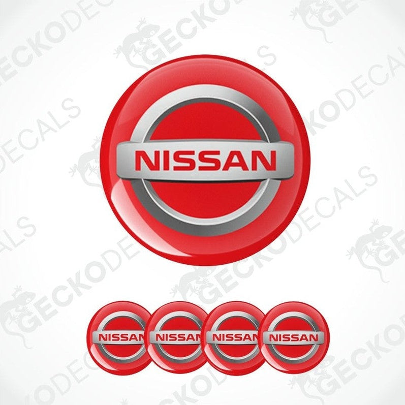 Red Nissan logo with four smaller versions on a white background