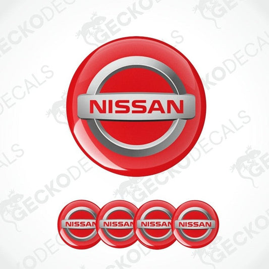 Red Nissan logo with four smaller versions on a white background