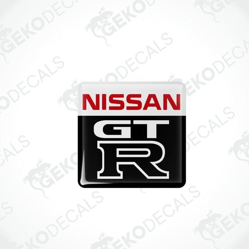Nissan gt r vinyl stickers with a white, red, black, and gray color scheme.