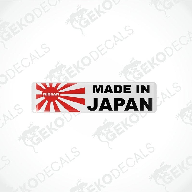 Vinyl stickers with a red and white design, featuring the text 'MADE IN JAPAN' and a red circle, indicating nationality or origin.