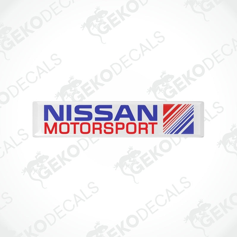 Single Nissan Motorsport domed vinyl sticker with glossy epoxy finish