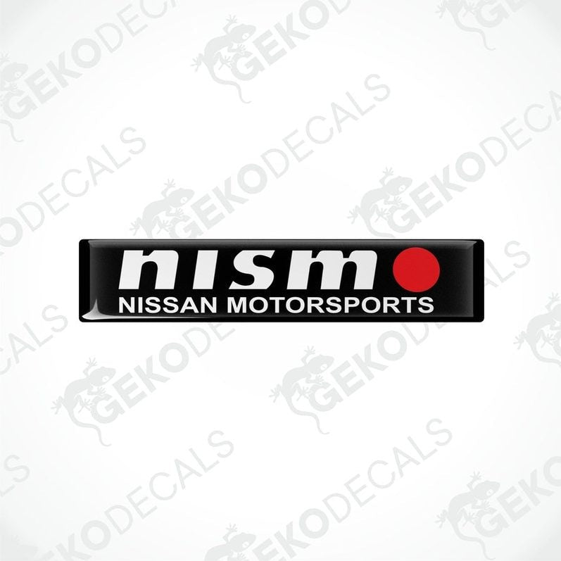  Black vinyl stickers with white text and red accents, representing the NISSAN NISMO MOTORSPORTS logo.