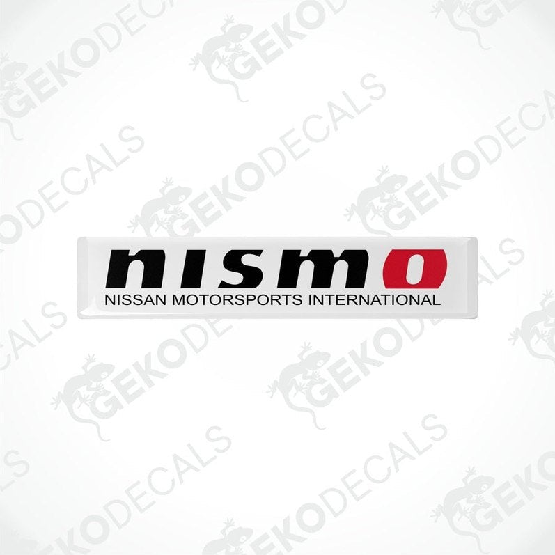  White, red, and black NISMO decals for vehicles.
