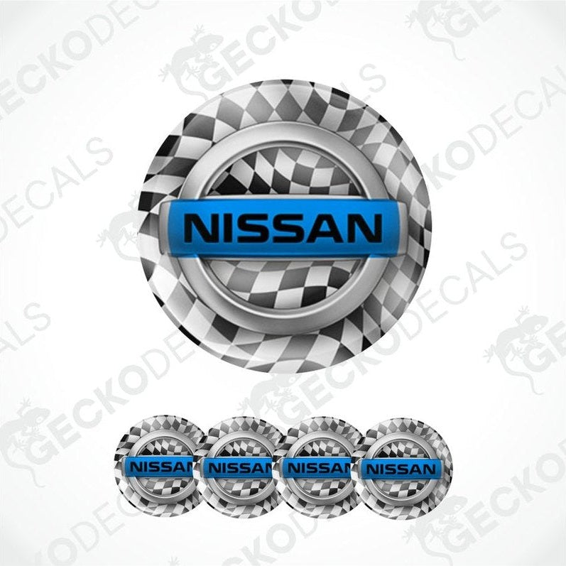 Nissan logo with checkered pattern on a white background