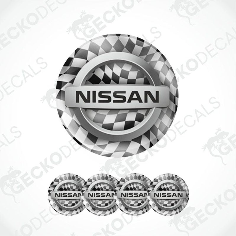 Nissan logo with checkered pattern on a white background