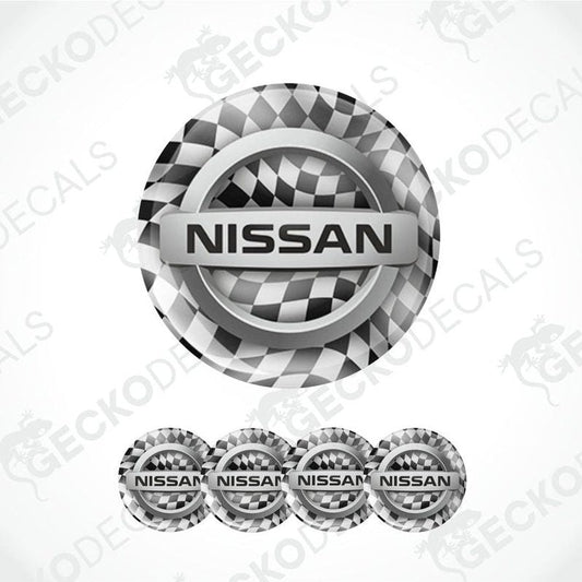 Nissan logo with checkered pattern on a white background