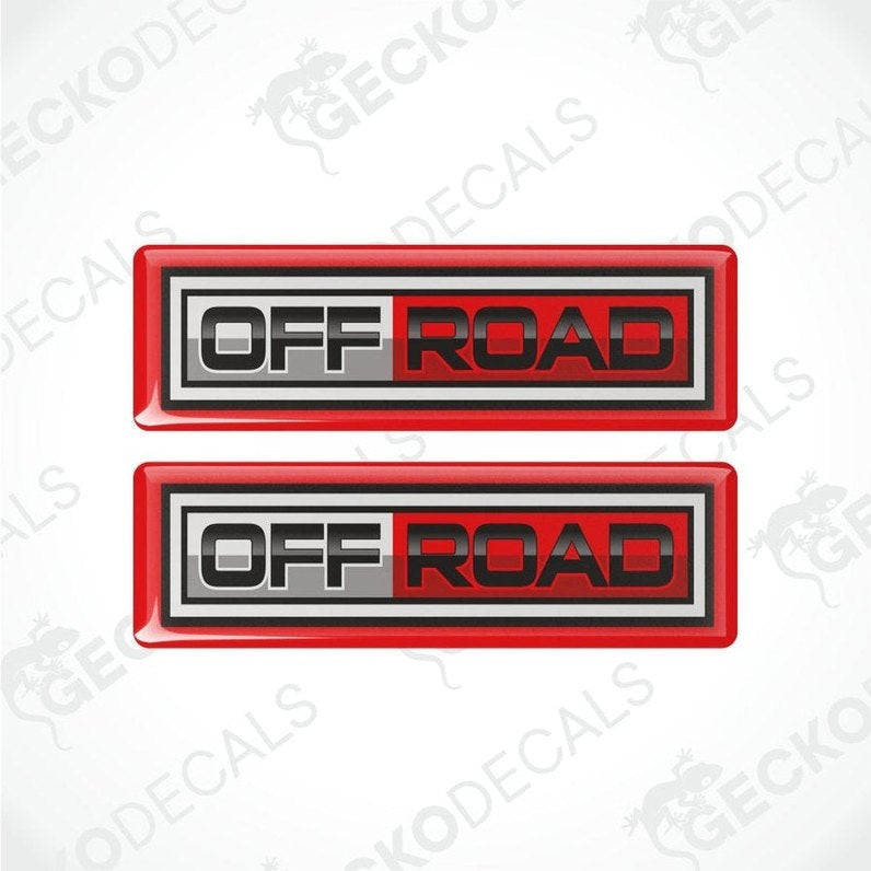 rectangular with red border and black off-road text in the middle