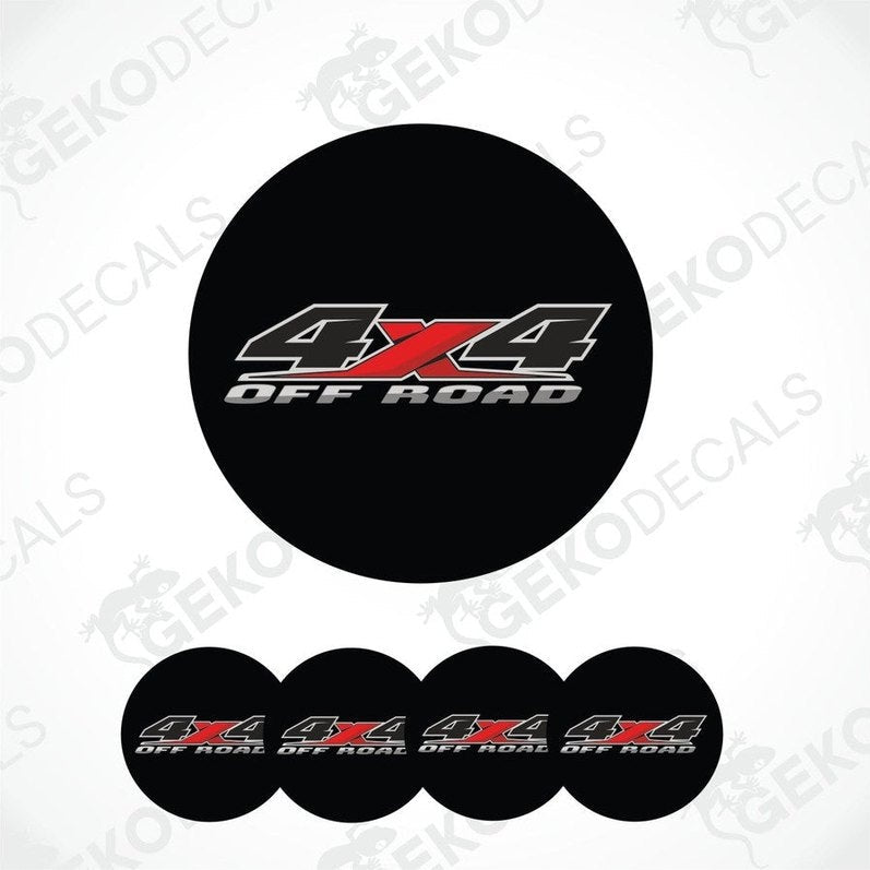 Black circular decal with '4x4 Off Road' text on a white background