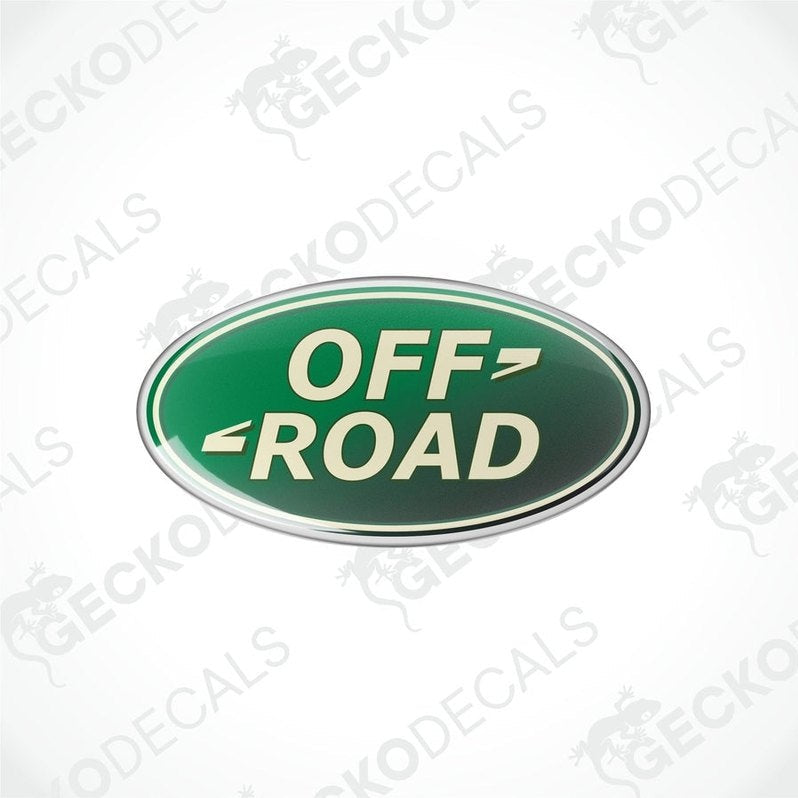  Green vinyl stickers with the word 'OFFROAD' written on them, placed against a white background.