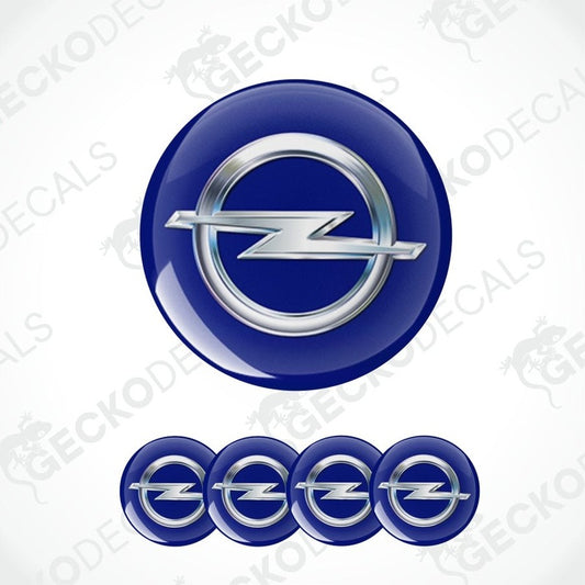 Opel logo with blue background and silver emblem