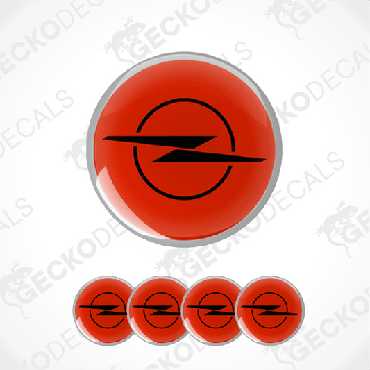 Set of red Opel logos with a white background