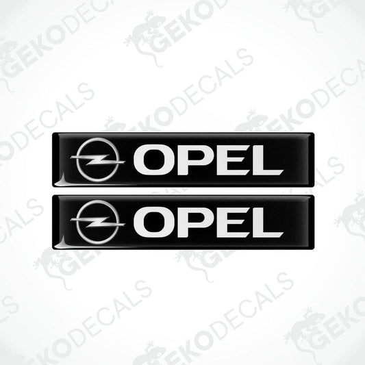 Two black vinyl stickers with the word 'OPEL' and the logo of the Opel brand on a white background.