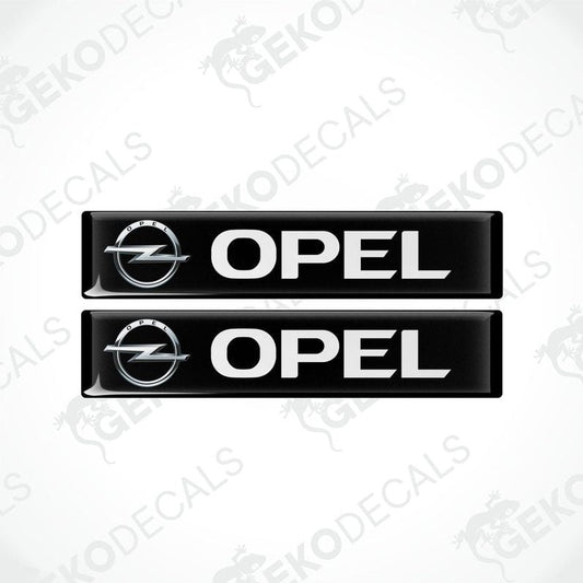 Two black and white vinyl decals with the Opel logo