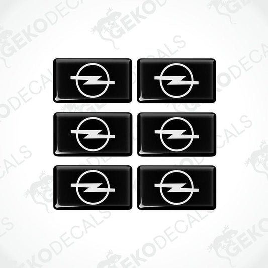 Set of six black vinyl decals with the white Opel logo.