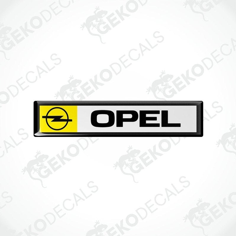 Black vinyl stickers with the word 'OPEL' and a yellow and white emblem design on them.