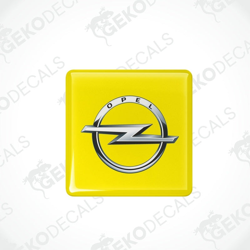  Yellow domed stickers with the Opel logo in silver.
