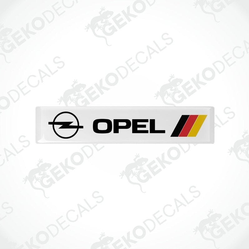 White vinyl stickers with red and black Opel brand decals and the word 'GERMANY' printed below.