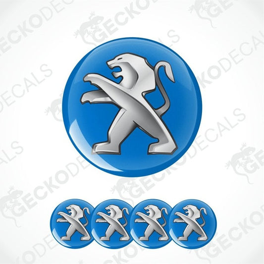 Peugeot logo decal set on a white background with 'Gecko Decals' branding.