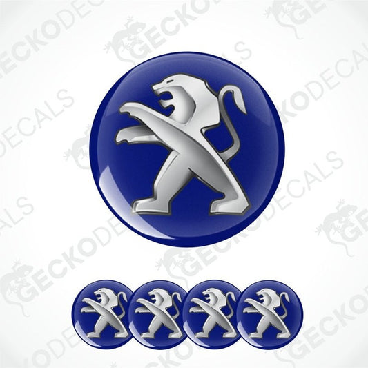 Peugeot logo decal set on a white background with 'Gecko Decals' branding.
