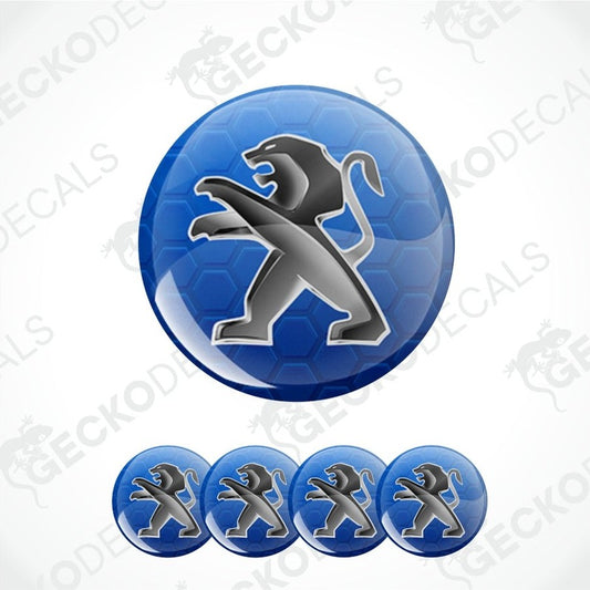 Peugeot logo decal on a blue background with multiple copies.