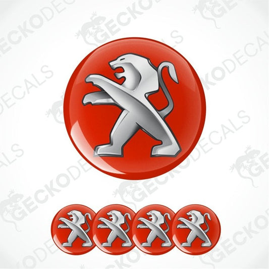 Peugeot logo decal set on a white background with 'Gecko Decals' watermark.
