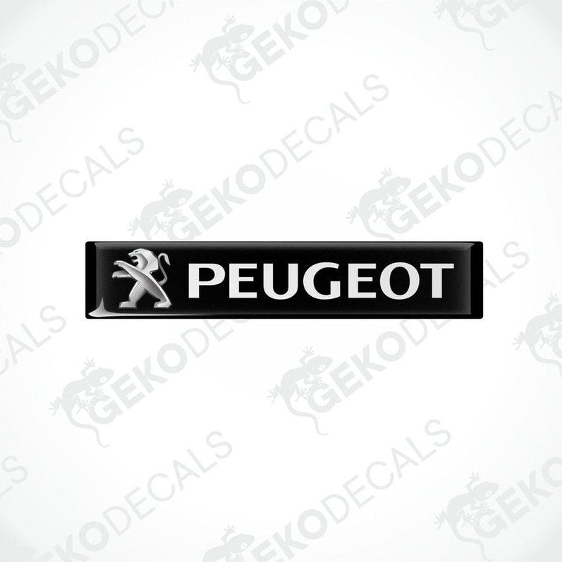  Rectangular black vinyl decals with the PEUGEOT logo in white.