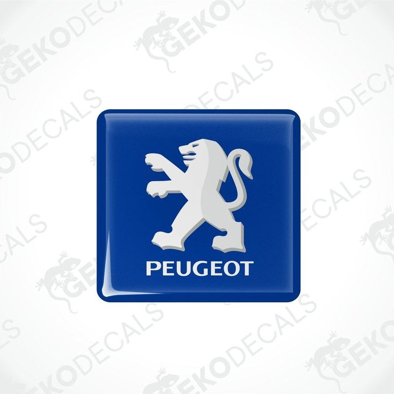 Blue vinyl stickers with the Peugeot brand logo.