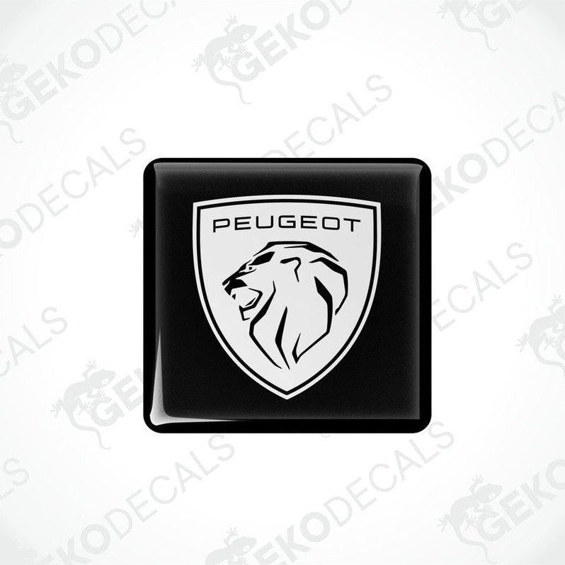  Black vinyl stickers with a withe Peugeot logo and a lion graphic.