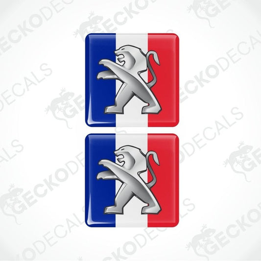 Peugeot logo decal on a white background with 'Gecko Decals' branding.