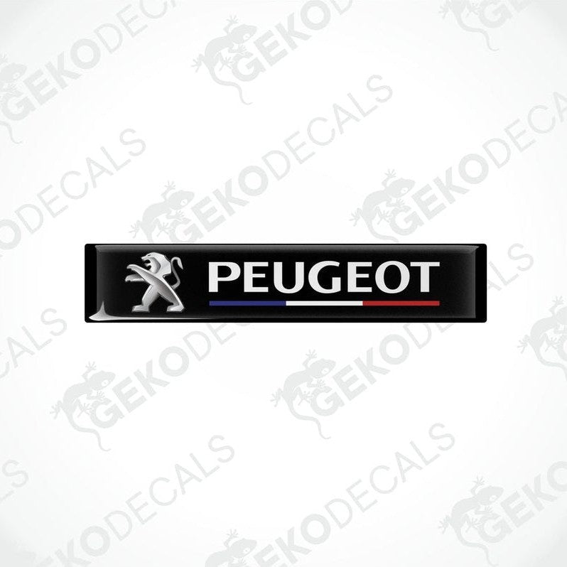  Black vinyl decals with the PEUGEOT brand logo and the name 'FRANCE' featured in a stylized manner. The decals have a glossy finish and are designed for use as car stickers.