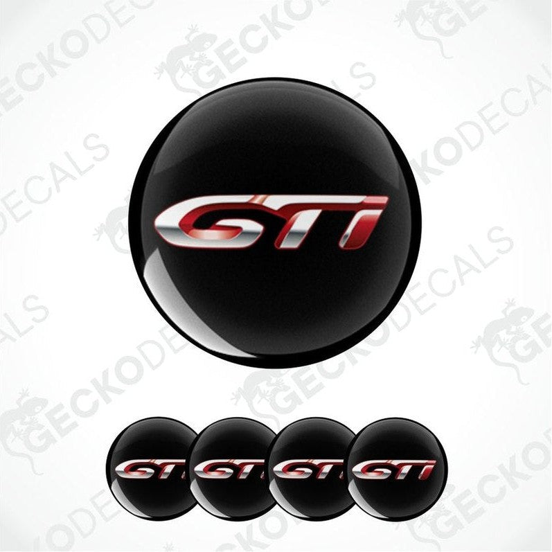 GTI logo decal set on a white background with 'GECKODECALS' watermark.