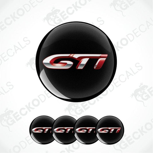 GTI logo decal set on a white background with 'GECKODECALS' watermark.