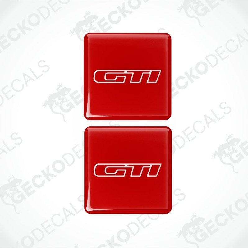 Two red GTI logos on a white background with 'Gecko Decals' branding.