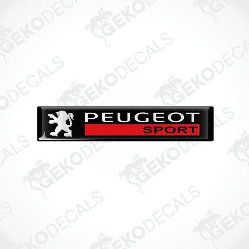 Black vinyl stickers with the PEUGEOT SPORT logo in red and white.