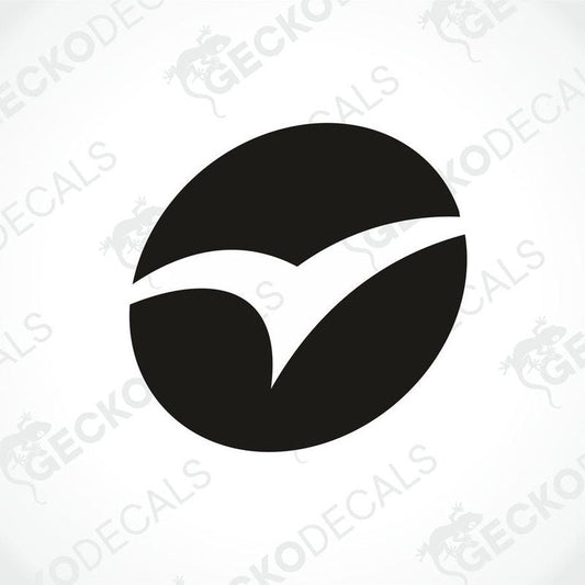 Black PILOTE die cut decal with stylized circular logo and white arrow cutout