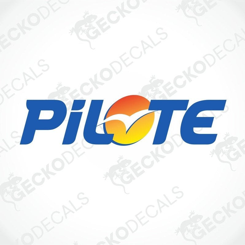 PILOTE blue and orange logo decal with bird graphic for caravan interior or exterior