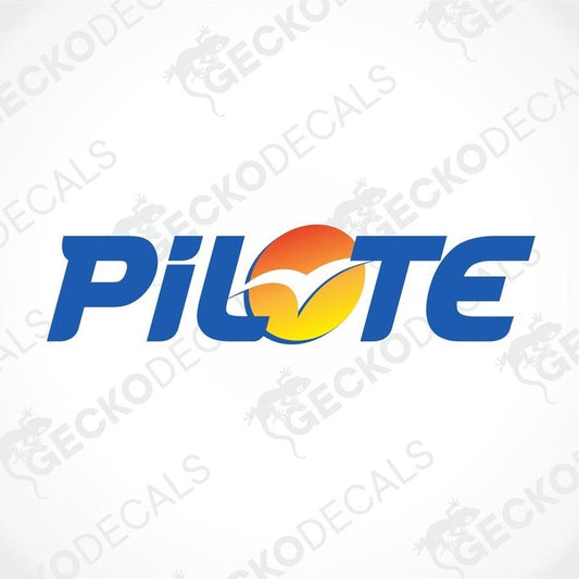 PILOTE blue and orange logo decal with bird graphic for caravan interior or exterior