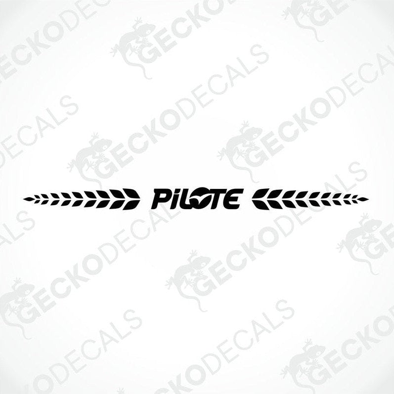 Black die-cut PILOTE caravan sticker on transfer paper