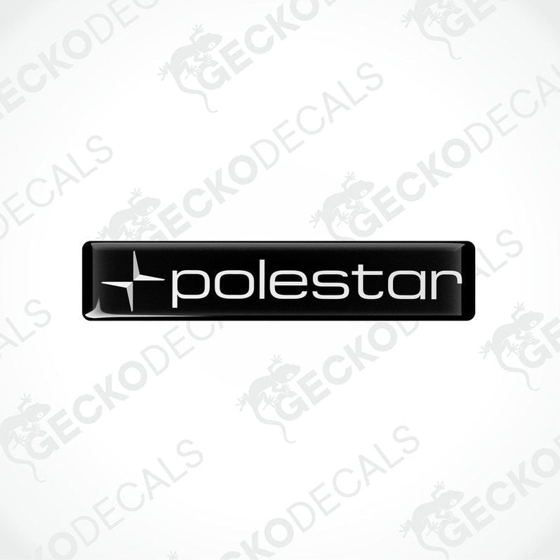  Black vinyl decals with the text 'polestar' and a star symbol, placed on a white background.