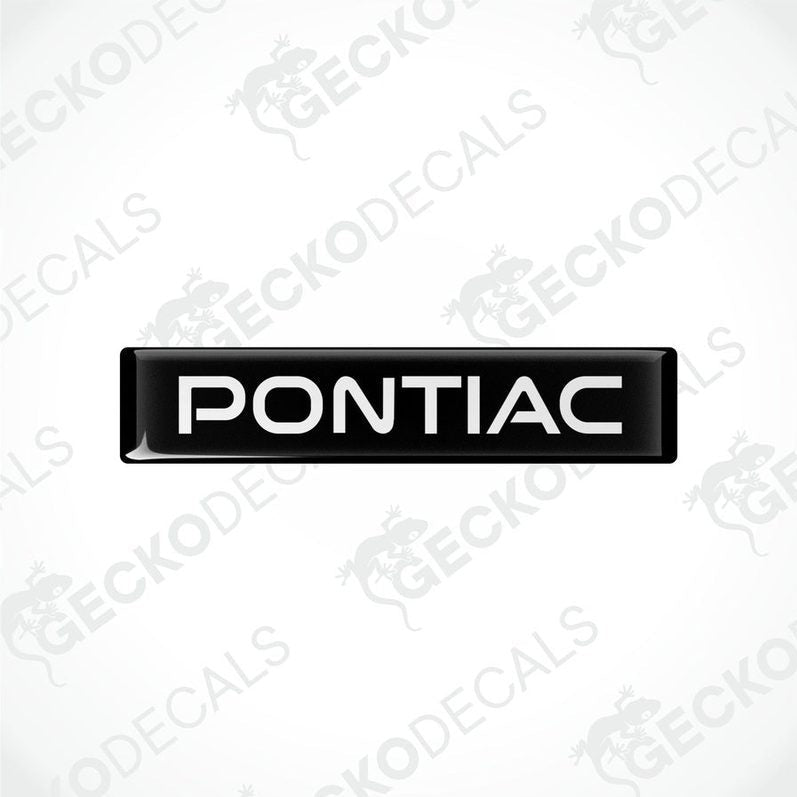  Black and white vinyl decals with the word 'PONTIAC' printed on them.