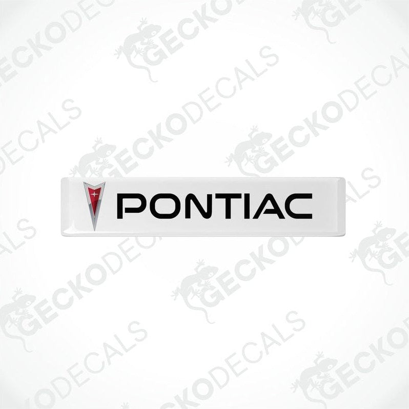 Withe vinyl decals with the PONTIAC logo in black and red.