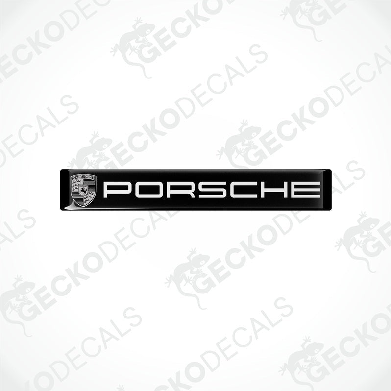 Black vinyl stickers with the Porsche brand logo in white.