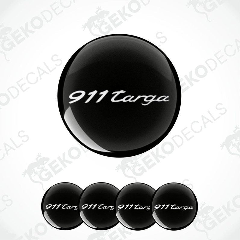A set of four black vinyl stickers with the text '911 TARGA' designed for use as car decals.