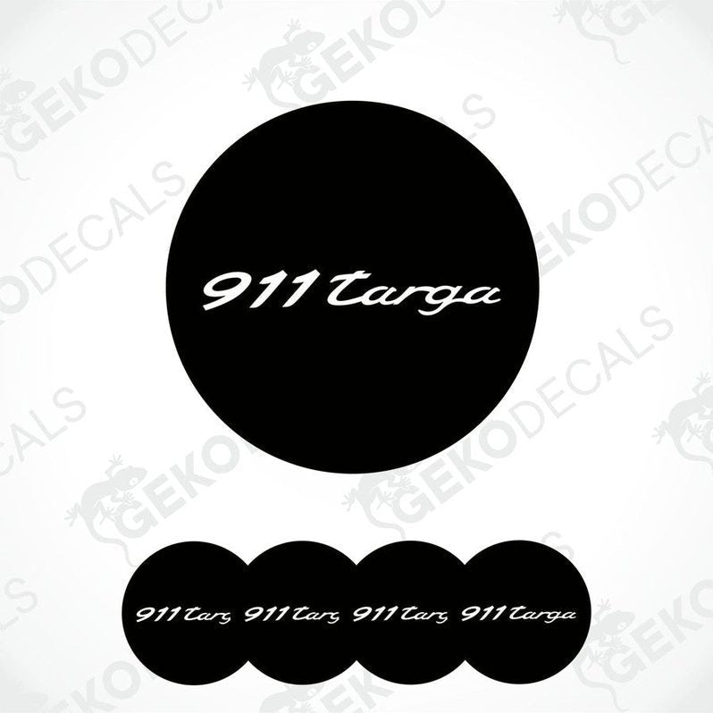 A set of four black vinyl stickers with the text '911 TARGA' designed for use as car decals.
