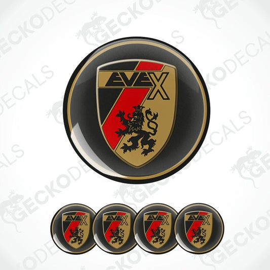 EVEX logo decal with a black border on a white background
