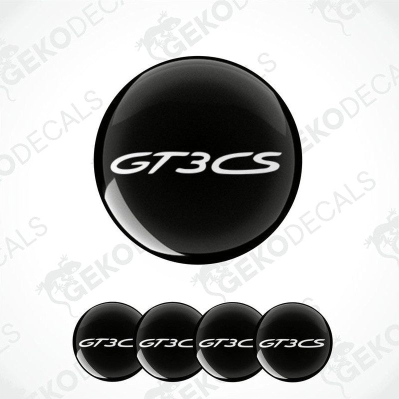 A set of black vinyl decals with the text 'GT3 CS' on a white background, typically used for car customization.