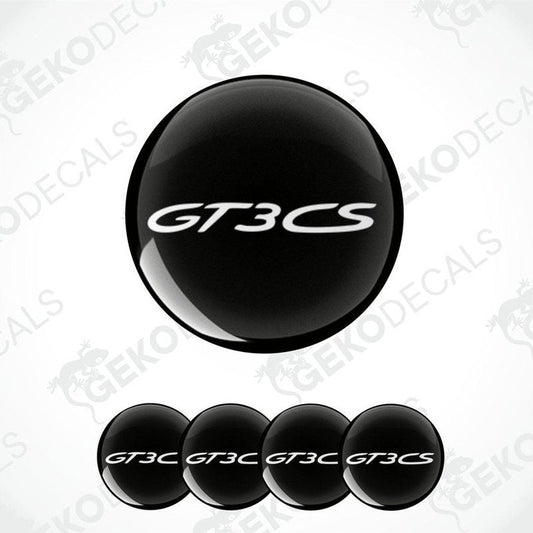 A set of black vinyl decals with the text 'GT3 CS' on a white background, typically used for car customization.